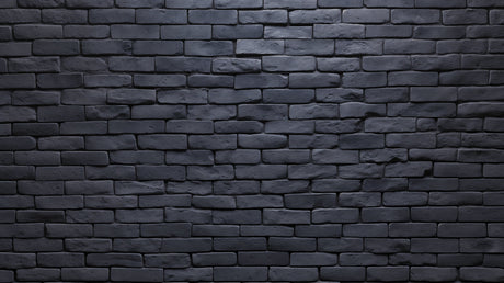 Black brick wall mural creating dramatic backdrop in minimalist dining room