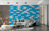 Modern brick pattern wall mural adding urban style to a dining room with industrial decor