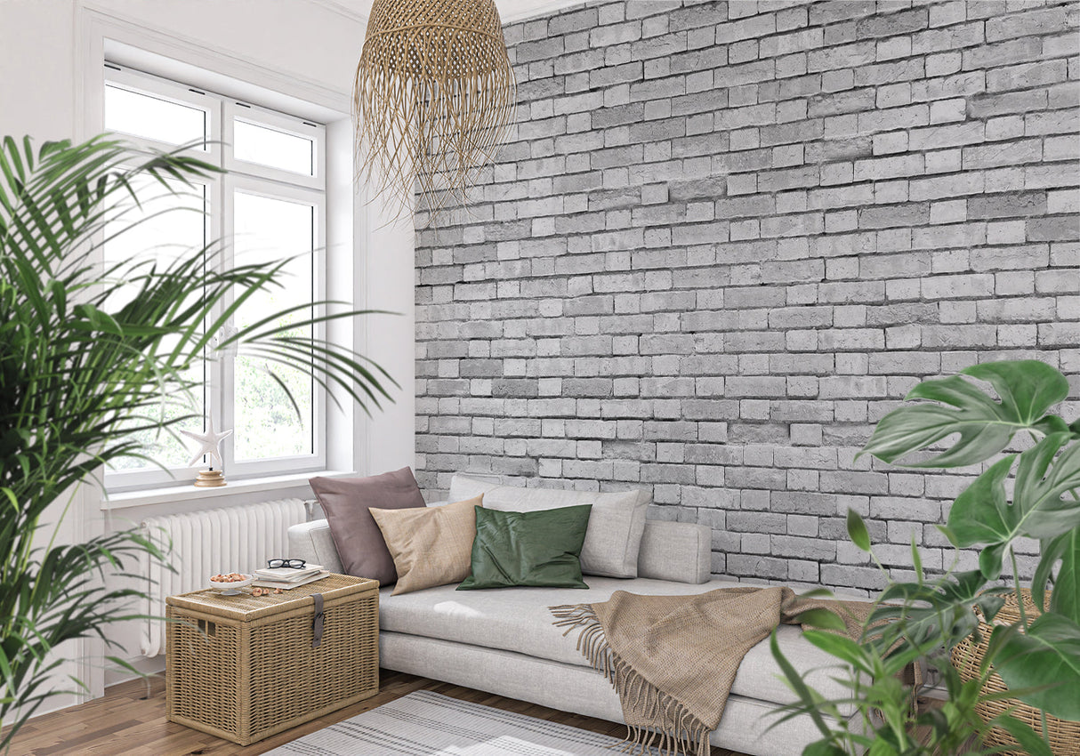 Industrial stone mural creating statement wall in restaurant interior