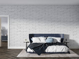 Modern brick wall mural in home office with contemporary furniture