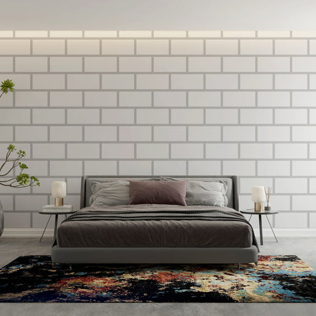 Modern white brick wallpaper in a bright minimalist living room showing clean lines and urban style