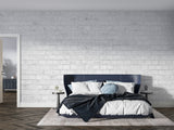 White stone wall mural adding industrial charm to home office setup