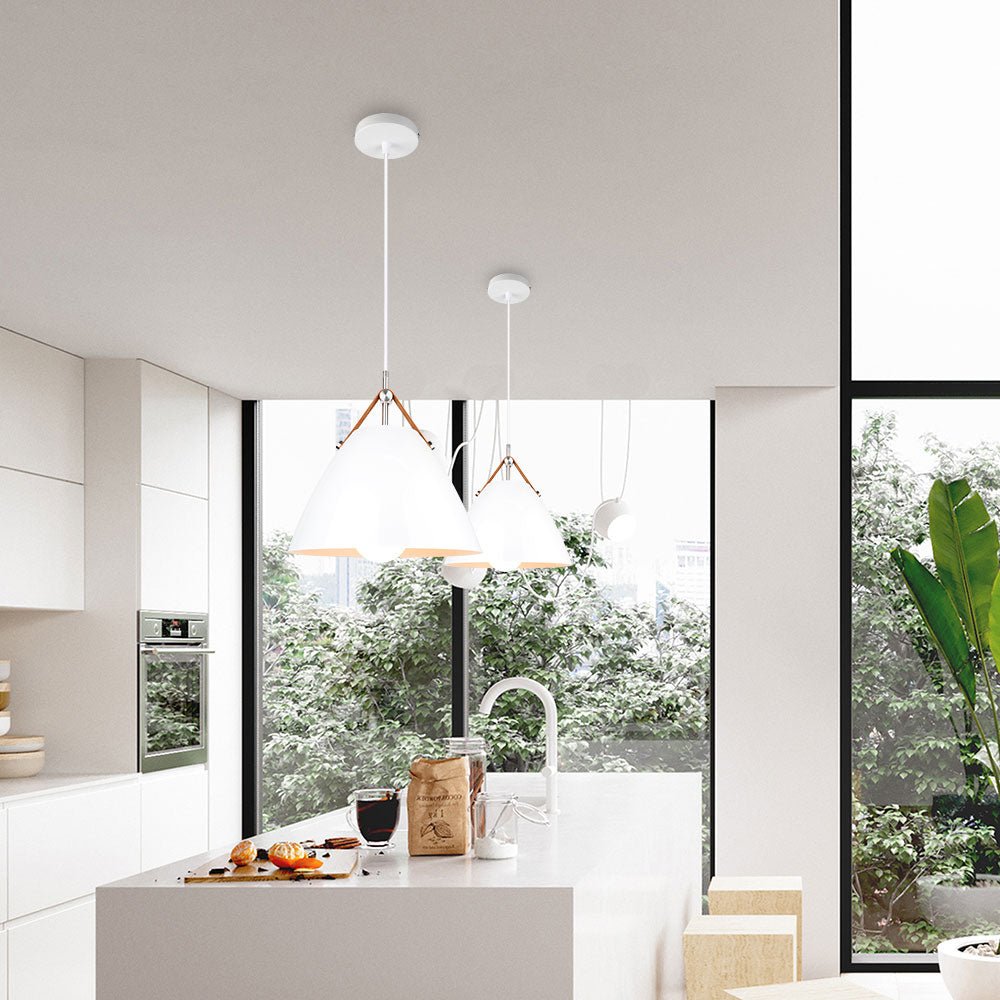 Modern Pendant Light  Leather Strap Aluminum Shade - Product example