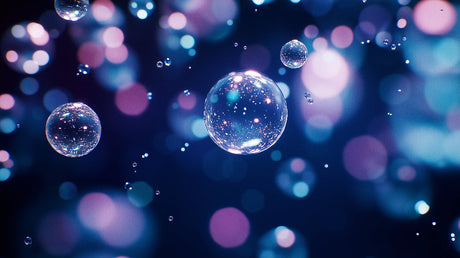Bubble wallpaper design file showing ethereal floating spheres pattern in blue and pink