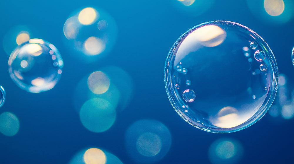 Blue bubble wallpaper design file showing floating spheres and bokeh pattern