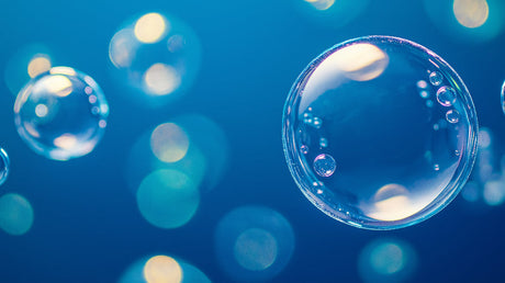 Blue bubble wallpaper design file showing floating spheres and bokeh pattern