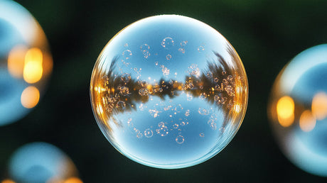 Ethereal blue and gold bubble design file showing intricate sphere pattern and reflective details