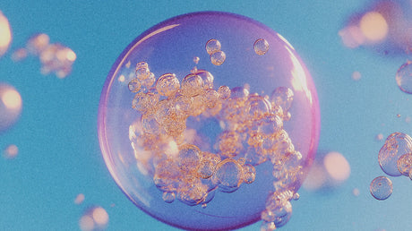 Bubble wallpaper design file showing detailed iridescent spheres on purple-blue background