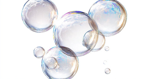 Iridescent bubble wallpaper design file showing floating spheres pattern with rainbow reflections