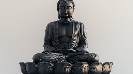 Minimalist Buddha wall mural design file showing detailed black and grey meditation artwork pattern