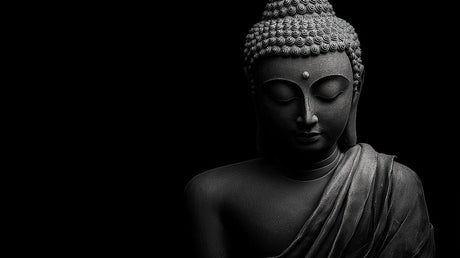 Monochrome Buddha wallpaper design file showing detailed meditation artwork pattern