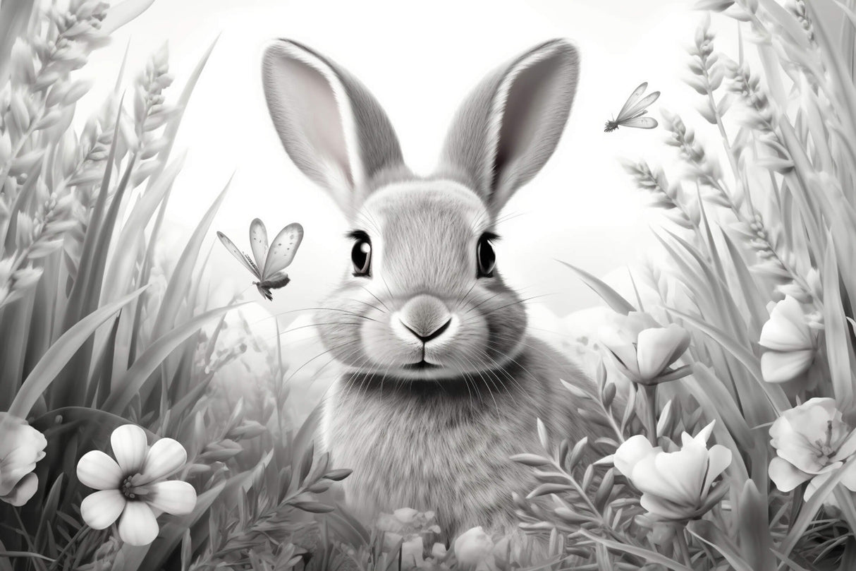 Black and white bunny garden design file showing intricate pattern details