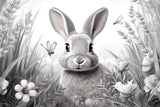 Black and white bunny garden design file showing intricate pattern details