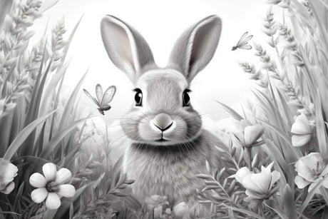 Black and white bunny garden design file showing intricate pattern details