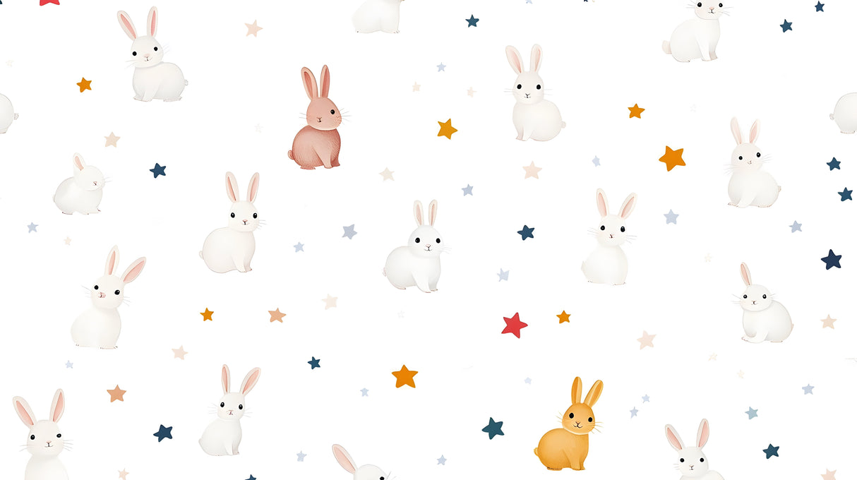 Design file of bunny and star pattern with delicate watercolor details