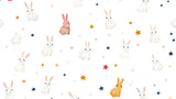 Design file of bunny and star pattern with delicate watercolor details