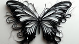 3D butterfly relief wallpaper design file showing intricate black and white pattern details