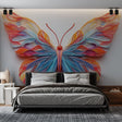 3D Butterfly Mural Wallpaper creating dramatic impact in a modern living room with natural lighting