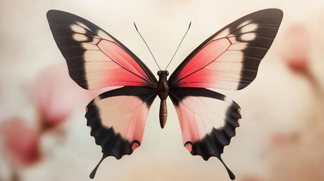 Butterfly wallpaper design file showing detailed black and pink wing pattern against neutral background