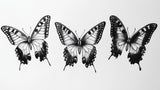 Butterfly wall mural design file showing detailed black and white illustration pattern