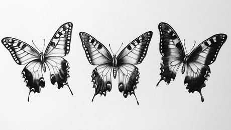 Butterfly wall mural design file showing detailed black and white illustration pattern