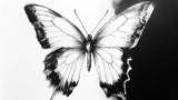 Black and white butterfly wallpaper design file showing intricate line art pattern
