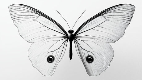 Black and white butterfly wallpaper design file showing detailed line art pattern