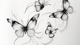 Butterfly line art wallpaper design file showing delicate black and white pattern