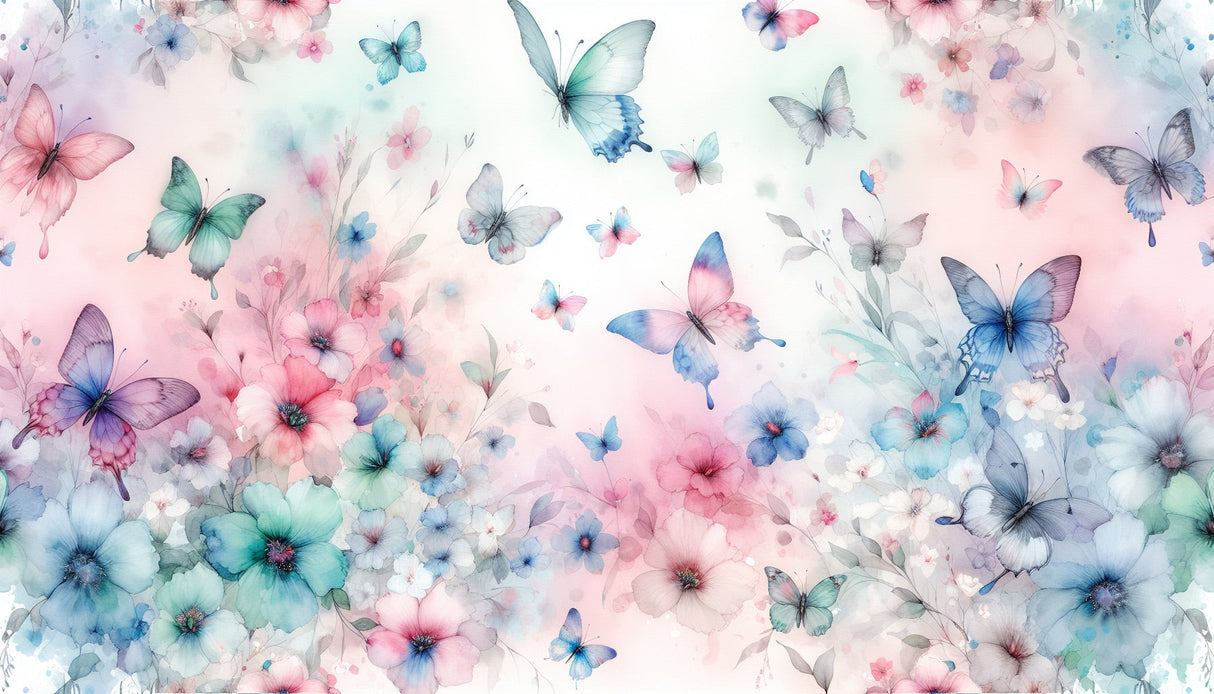Butterfly wallpaper mural creating a peaceful atmosphere in a bright living room with natural light