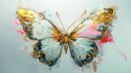 Gold and turquoise butterfly watercolor design file showing detailed pattern and artistic effects