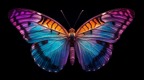 Butterfly wallpaper design file showing detailed iridescent wings pattern on black background