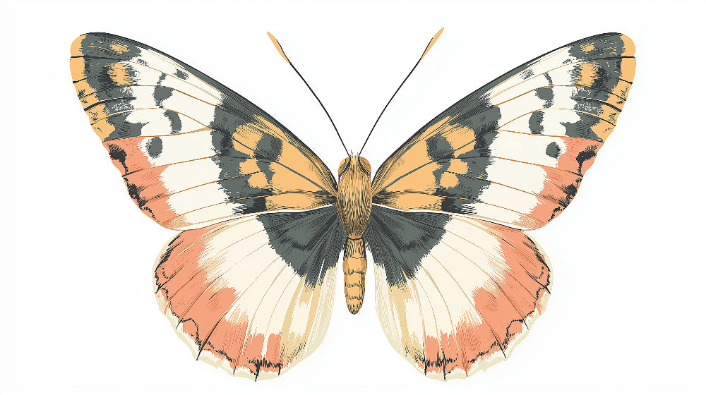 Large scale butterfly wallpaper design file showing detailed wing patterns in terracotta and grey