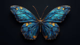 Butterfly Wallpaper design file showing detailed metallic blue and gold wing pattern on black background