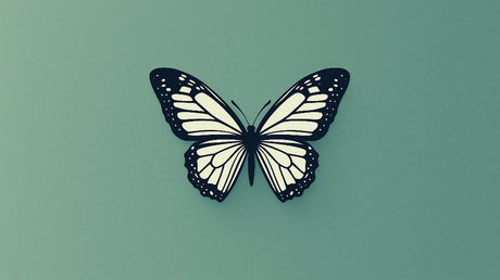 Minimalist butterfly wallpaper design file showing detailed black and white pattern