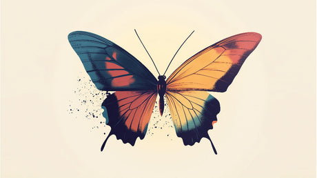 Butterfly Wall Mural design file showing detailed ink splashes and rich color palette