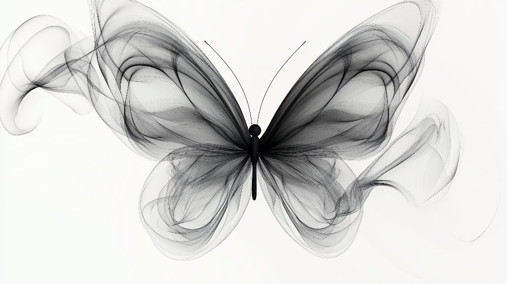 Black and white butterfly wallpaper design file showing intricate ink artwork pattern
