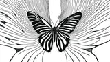 Black and white butterfly wall mural design file showing intricate line art pattern