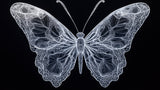 Butterfly line art wallpaper design file showing intricate white details on black background