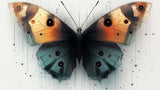 Butterfly Wall Mural design file showing detailed orange and turquoise wing pattern on grey background