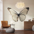 Beautiful Butterfly Wall Mural creating a peaceful atmosphere in a modern living room with minimalist furniture