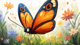 Orange Monarch Butterfly design file showing detailed garden pattern and rich color palette