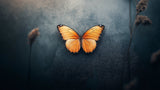Orange Monarch Butterfly design file with intricate wing details on deep blue background