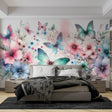 Beautiful Butterfly Wallpaper Mural in a bright nursery room with white furniture and natural light