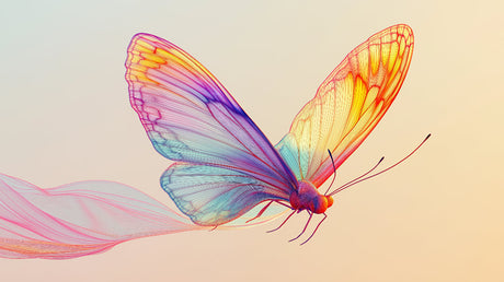 Colorful butterfly wallpaper design file showing detailed wing patterns in pastel rainbow hues