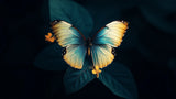 Turquoise and gold butterfly wallpaper design file showing intricate wing pattern details