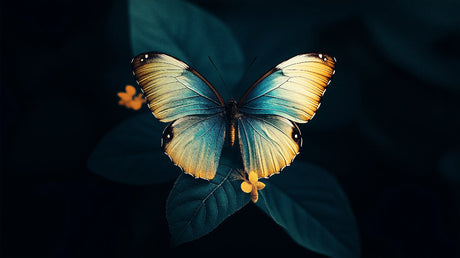 Turquoise and gold butterfly wallpaper design file showing intricate wing pattern details