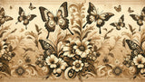 Vintage butterfly and floral design file showing intricate sepia pattern details