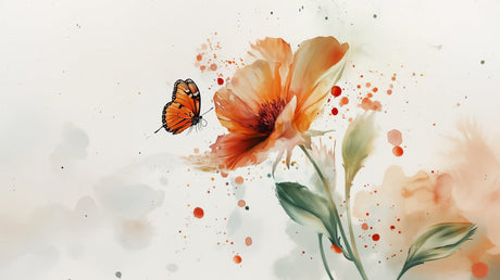 Butterfly and floral watercolor design file showing delicate pattern details