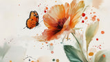 Butterfly and orange flower watercolor design file showing intricate pattern details and rich color palette