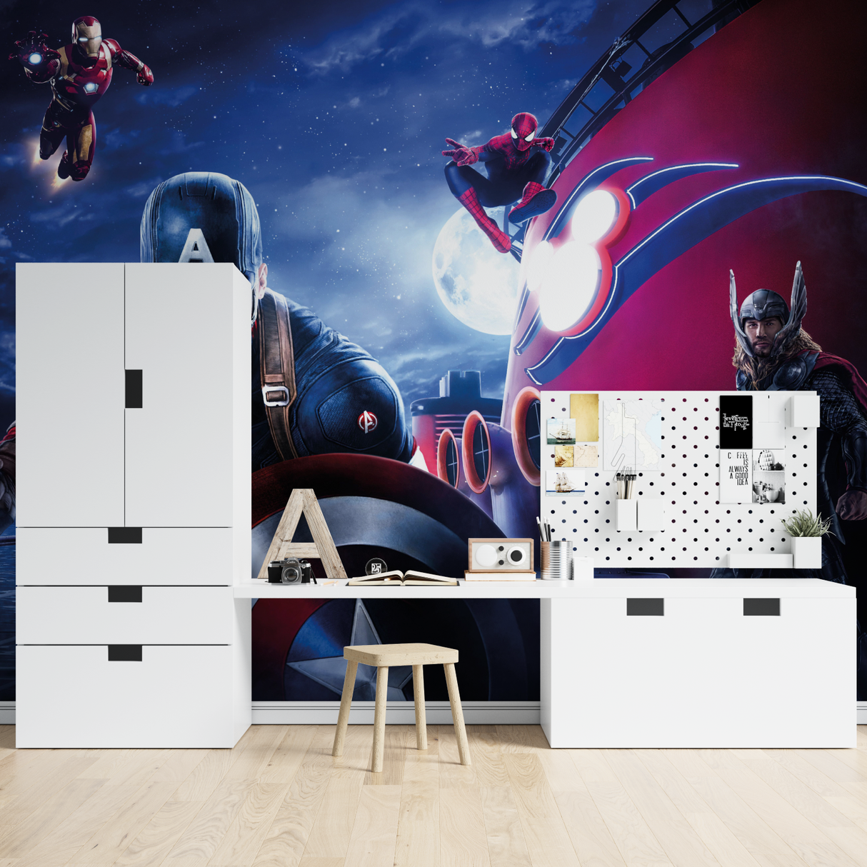Superhero Mural Wallpaper | Marvel Avengers Night Scene